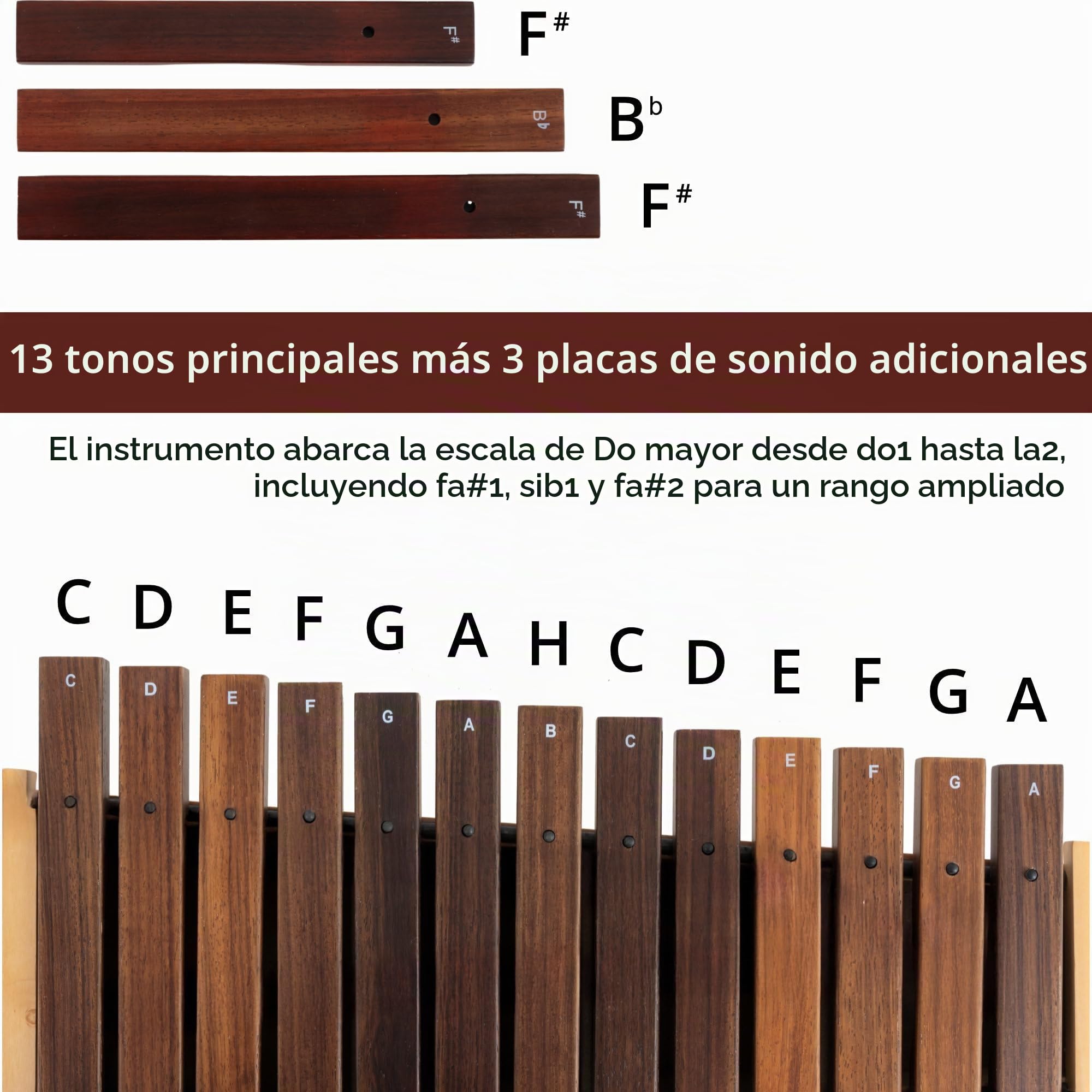 Classic Cantabile AX-1600NG Xilófono Alto (Xilófono Alto, 16 tonos, escala de Do mayor, rango tonal: c' a a'', caja de resonancia de tilo, baquetas) Madera de tilo