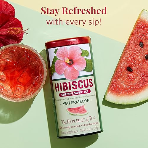 Miniatura 4 de The Republic Of Tea Té de hierbas de superflor de sandía de hibisco, 36 bolsas de té, té con sabor a bayas cítricas