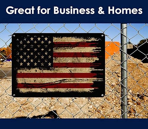 Miniatura 2 de Letrero de metal retro para decoración de pared con patrón de bandera estadounidense, utilizado para decoración de bar, hogar, sala de estar, 12 x 8