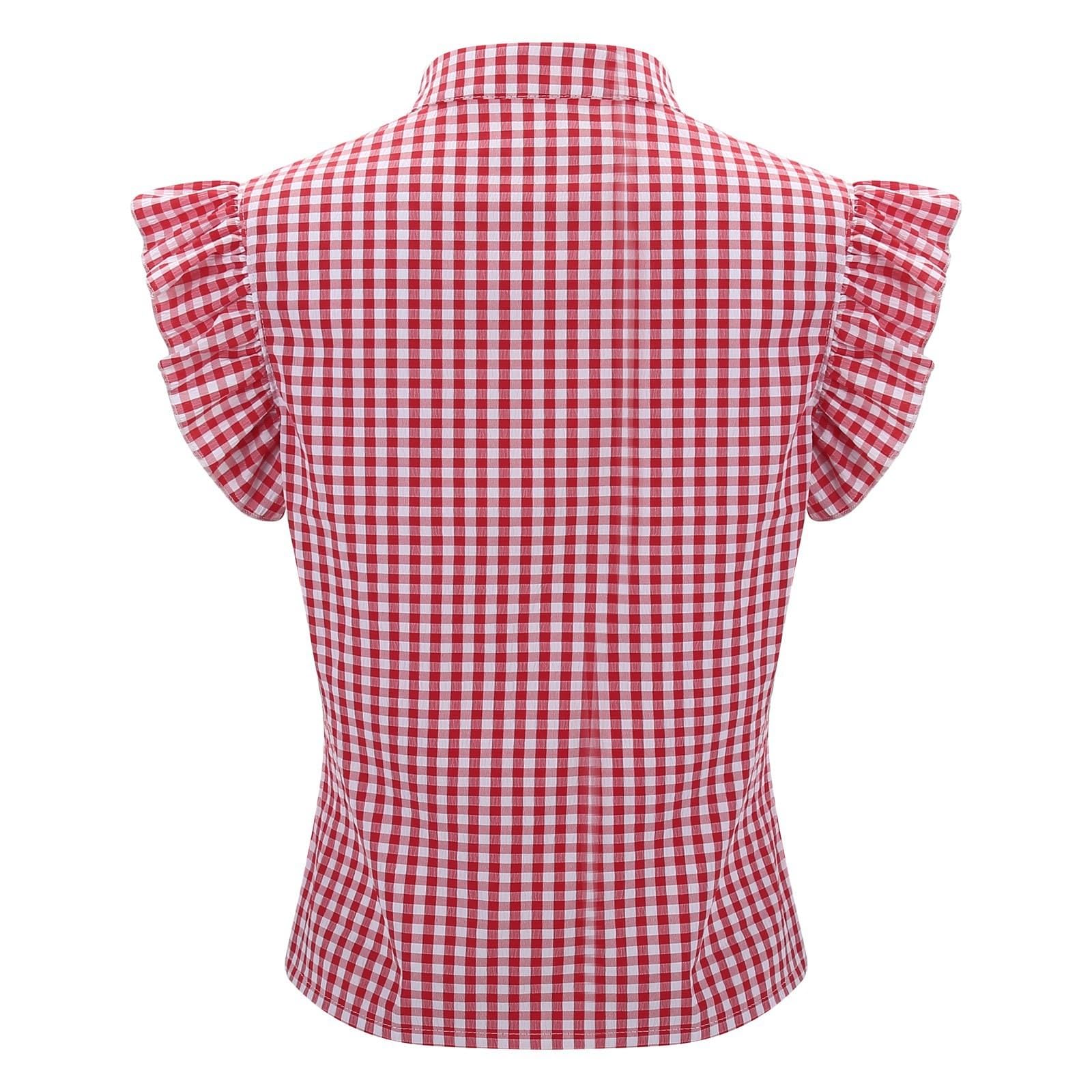 Chemisier traditionnel pour femme - Pour la fête de la bière - Vintage - Cintré - Mode traditionnelle - Chemise à carreaux - Style campagnard - Chemise de bûcheron élégante - Chemisier bavarois
