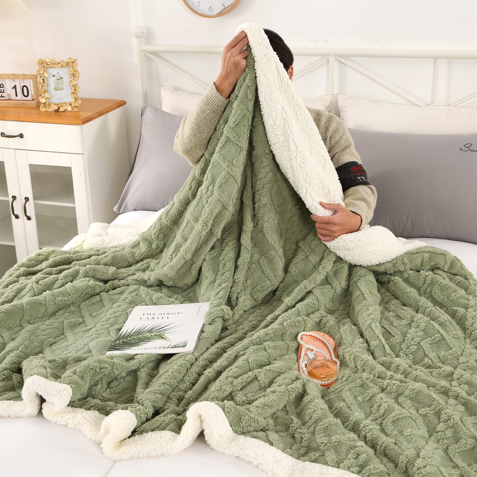 DECMAY Fleece Blanket Throws for Sofas Sherpa Fleece Throw Blanket, Double-Sided Super Soft Warm Throw Blanket For Sofa,Bed
