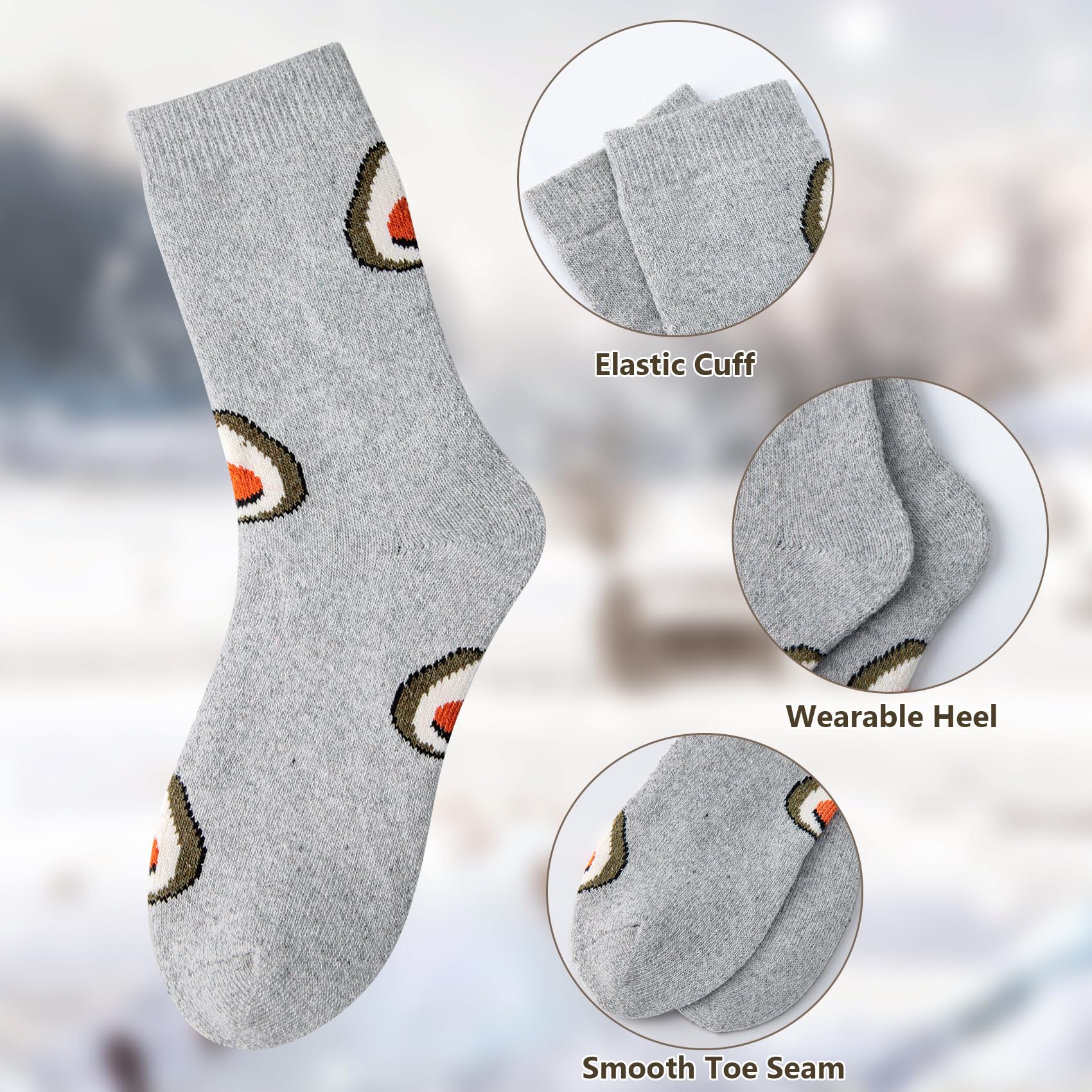 YSense Snug 5 Paia Calze Donna Lana Invernali, Termiche Divertenti, Vintage Natalizi Fantasia