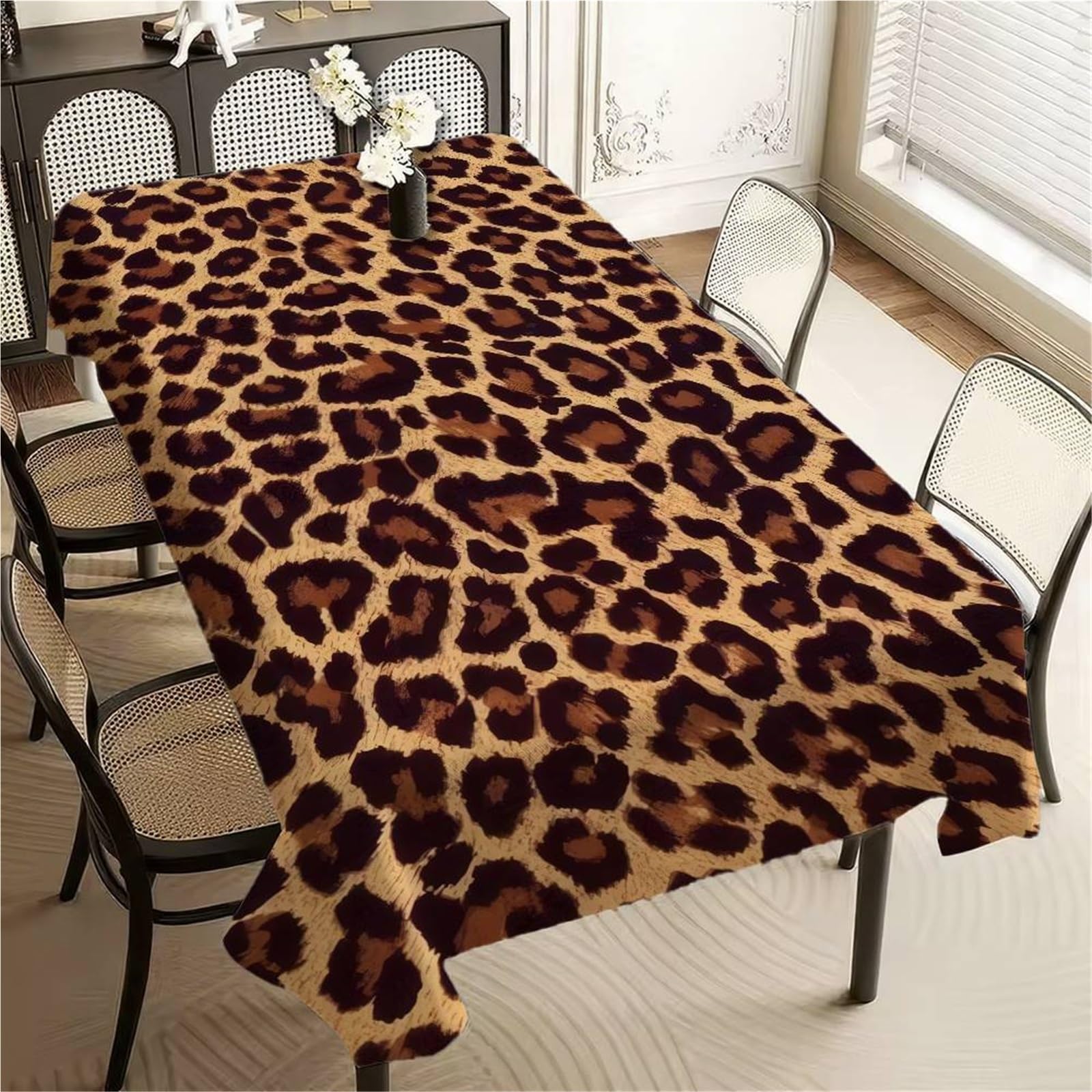 FOAAXSG Tablecloth Animal Leopard Print Multi-Use Rectangle Tablecloth - Waterproof For Dust Cover, Picnics & TemporaryTables(Color10,100x160 cm)