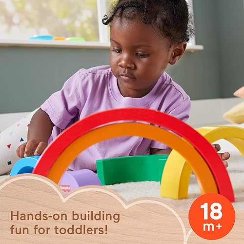 Miniatura 2 de Fisher-Price Juguete apilable de madera para niños pequeños, 6 piezas de madera coloridas para construir juegos de desarrollo, niños a partir de 18