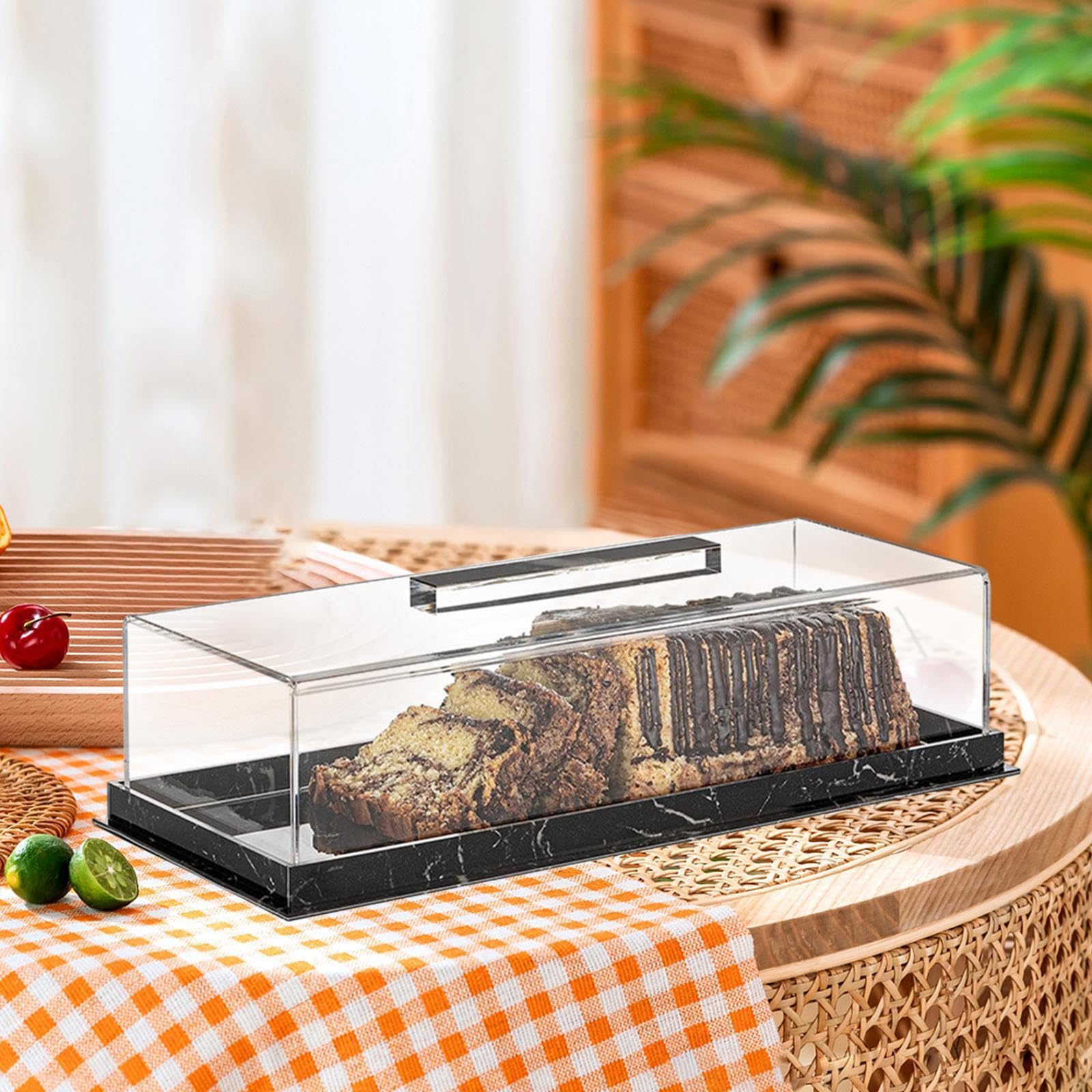 Colcolo Vitrina expositora para repostería de panadería con Tapa Transparente, Soporte para Tartas, Soporte para Tartas para Baby Shower, Fiestas, cumpleaños, Negro