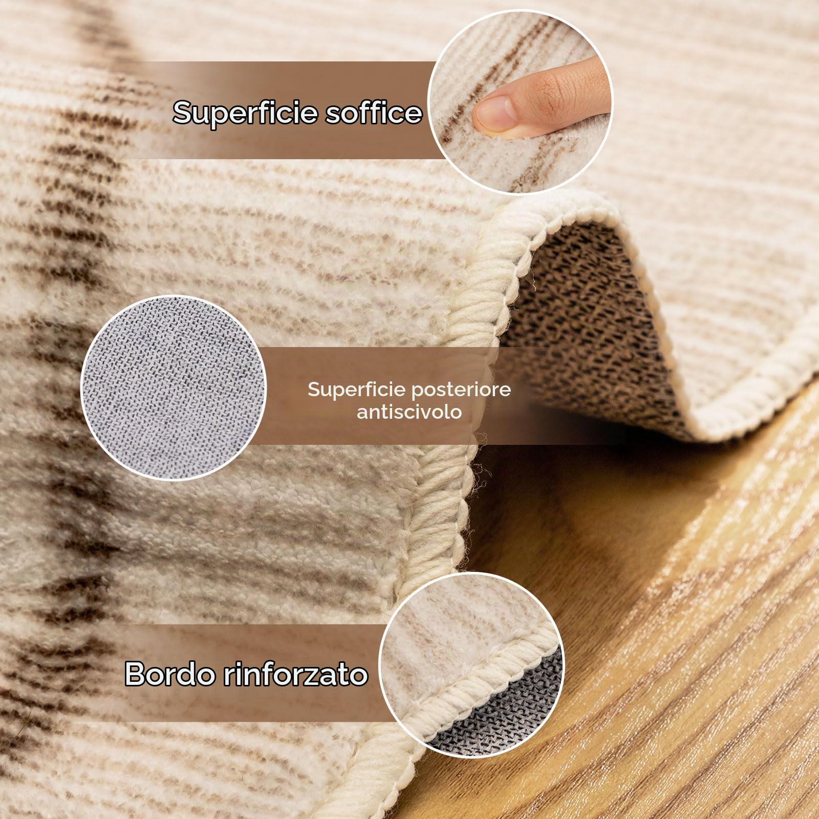 Calore Tappeto Salotto Pelo Corto Lavabile 160x200cm, Morbido Tappeto Camera da Letto Antiscivolo Grande Beige Geometrico Tappeto Soggiorno