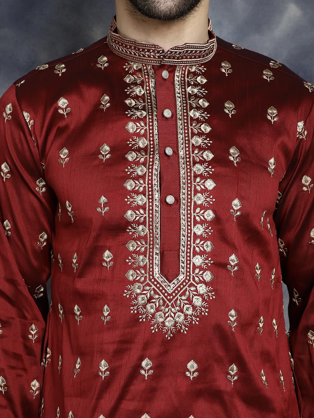 Jompers Męskie kurty haftowane Chikankari