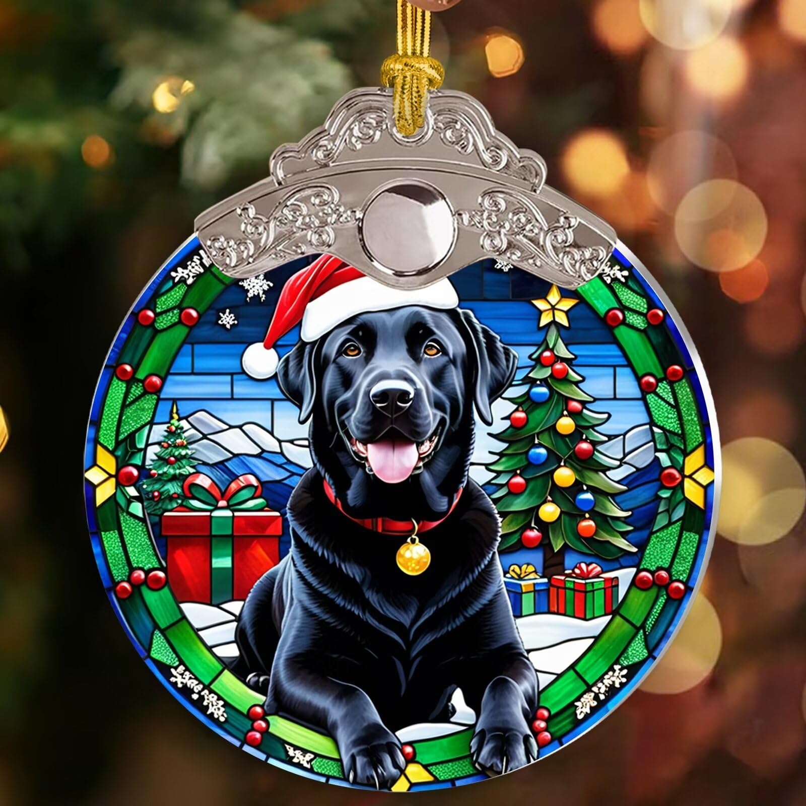 Black Labrador Dog Christmas Ornaments, Black Lab Ornaments for Christmas Tree, Labrador Retriever Gifts Decorations Acrylic Ornament Keepsake