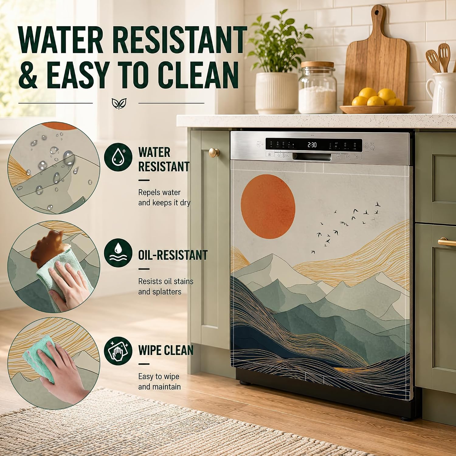 Mountains Sunset Dishwasher Magnet Cover,23x26 Inch Magnetic Dishwasher, Waterproof Appliance Cover for Holiday Kitchen Decor Housewarming Gifts image 4