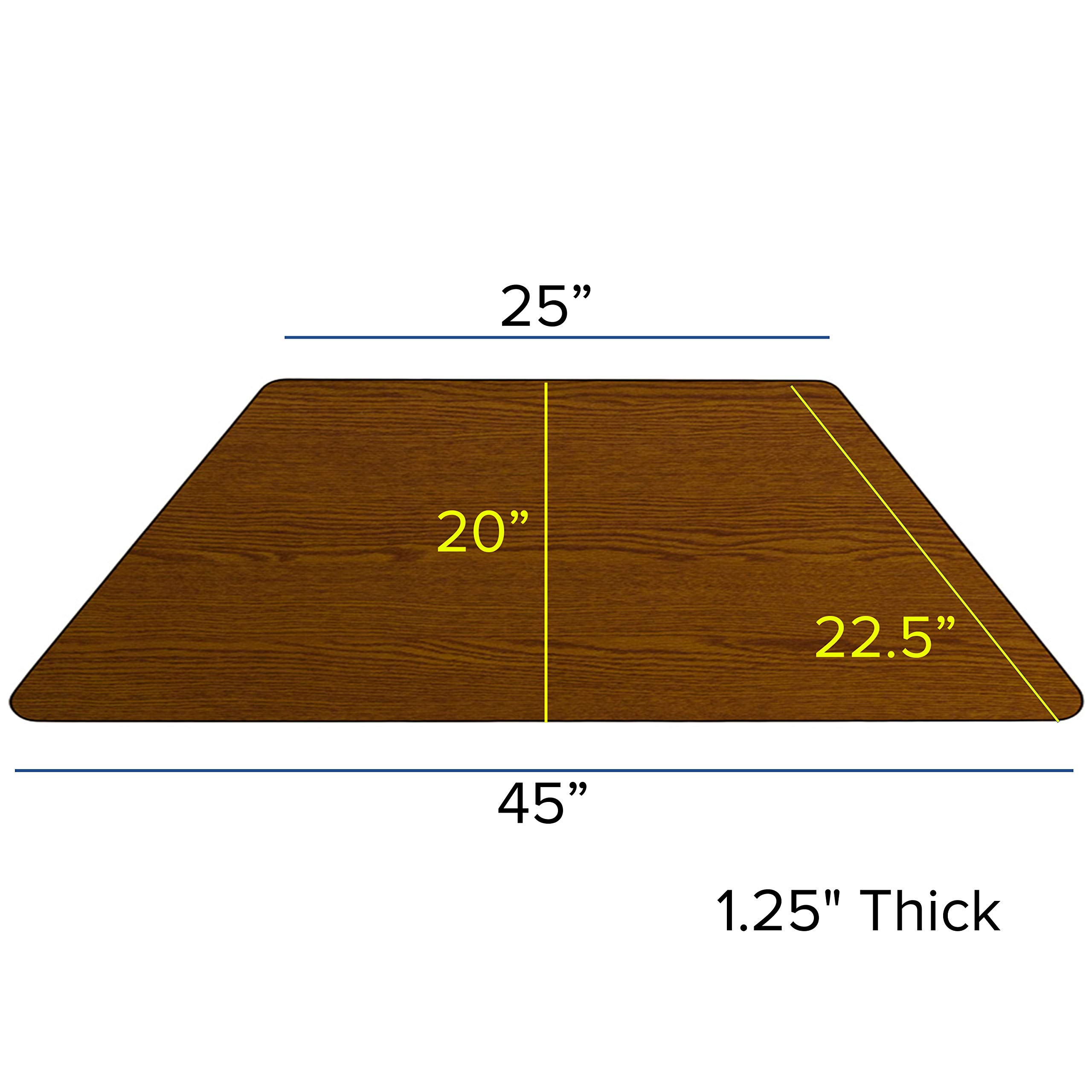 EMMA + OLIVER Mobile 22.5x45 Trapezoid Oak HP Laminate Preschool Activity Table