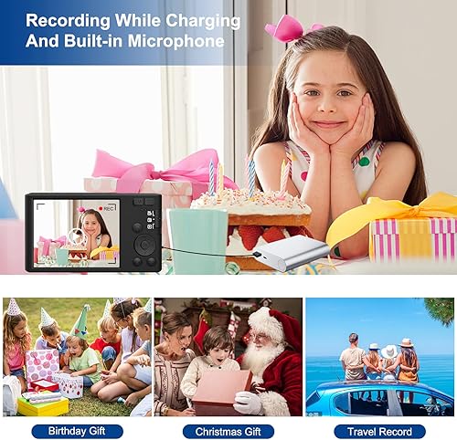 Miniatura 6 de Cámara digital 4K de 48 MP cámara compacta para niños enfoque automático zoom digital 16X cámara portátil para niños niñas principiantes con tarjeta