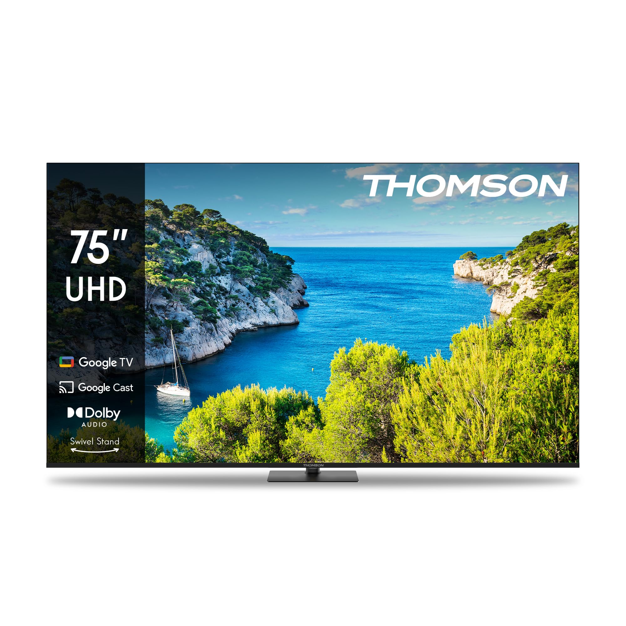 Thomson 75 Pollici (190cm) 4K Ultra HD Smart Google TV, Wi-Fi,Dolby Audio, HDR10, Bluetooth 5.1, Triple-Tuner (Cavo/Satellite/Antenna), HDMI, CI+, A+ Pannello - 75UG5C14