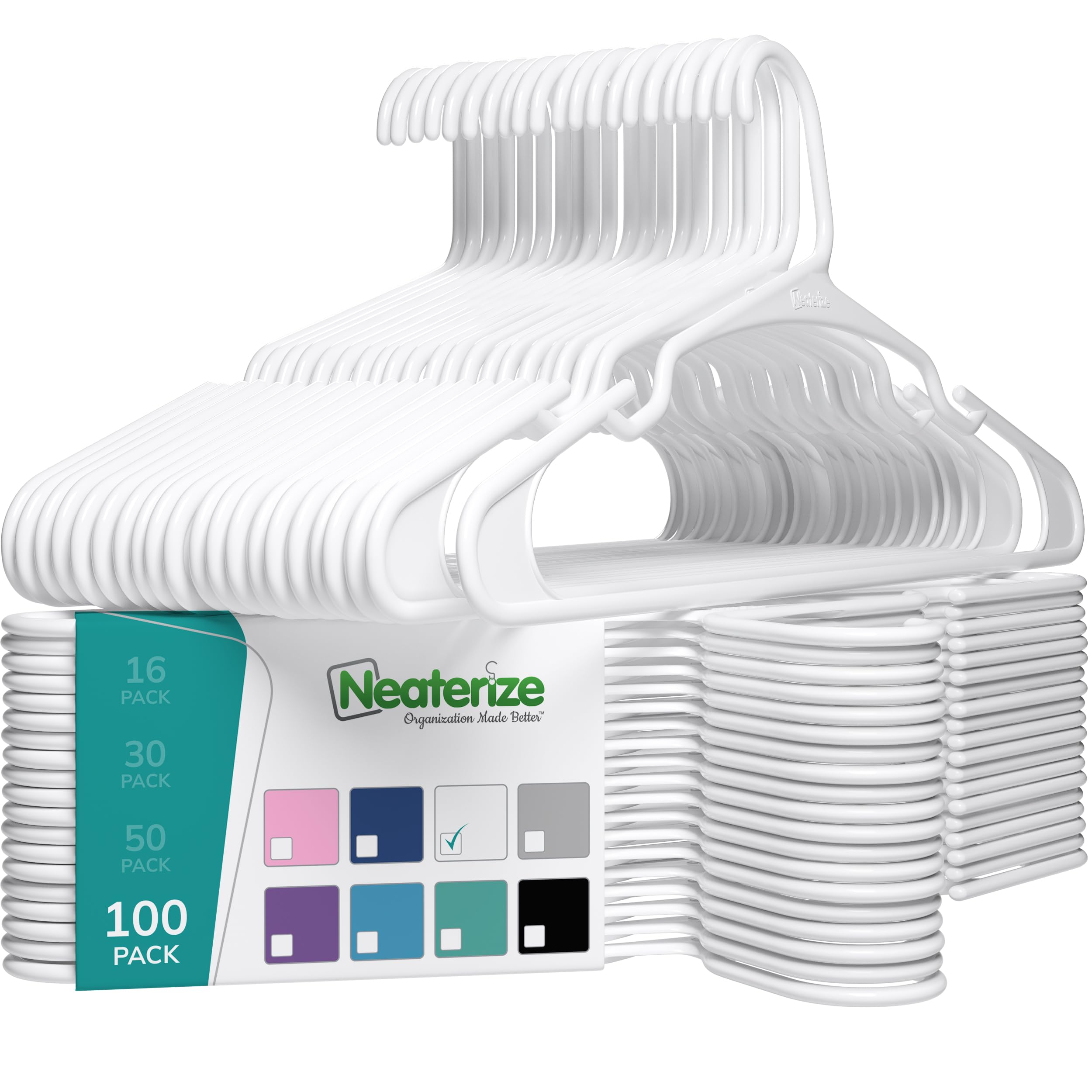 Clothes Hangers Plastic 100 Pack for Adults - Plastic Hangers, The Perfect Coat Hanger and General Space Saving Clothes Hangers for Closet - Percheros Ganchos para Colgar Ropa Hangars - White Hangers