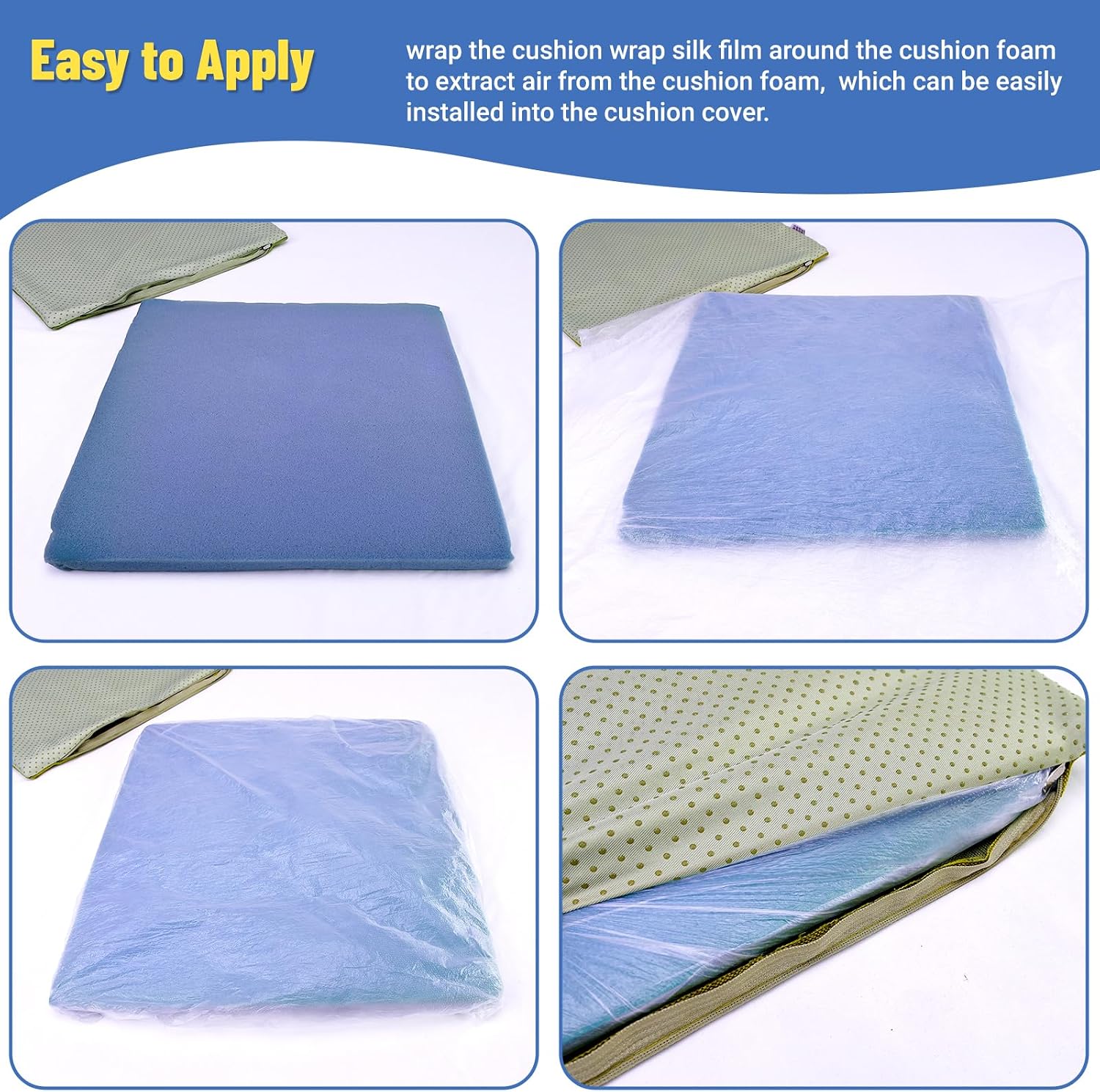 UNIFAMILY 79"x22 Yards Cushion Wrap Silk Film Waterproof, Upholstery Cushion Wrap Easily Install Foam into Cushion,Drop Packaging Film for Furniture Home Office Cover(1)