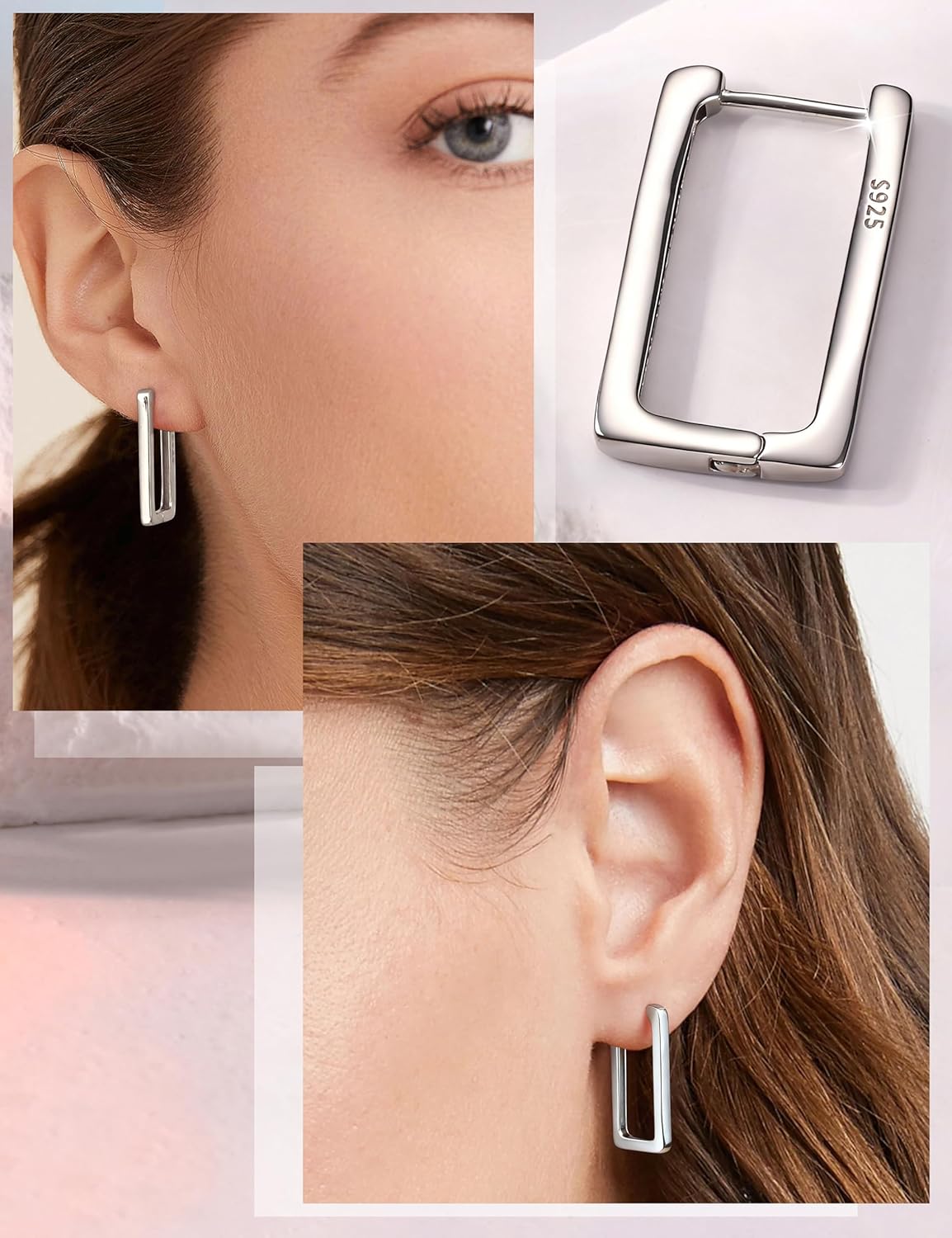 MILACOLATO Solid 925 Sterling Silver Small Hoop Earrings for Women 14K Gold Filled Geometric Huggie Hoop Earrings Hypoallergenic Triangle Rectangle Heart Star Oval Hoop Earrings for Women Trendy Jewelry Gifts