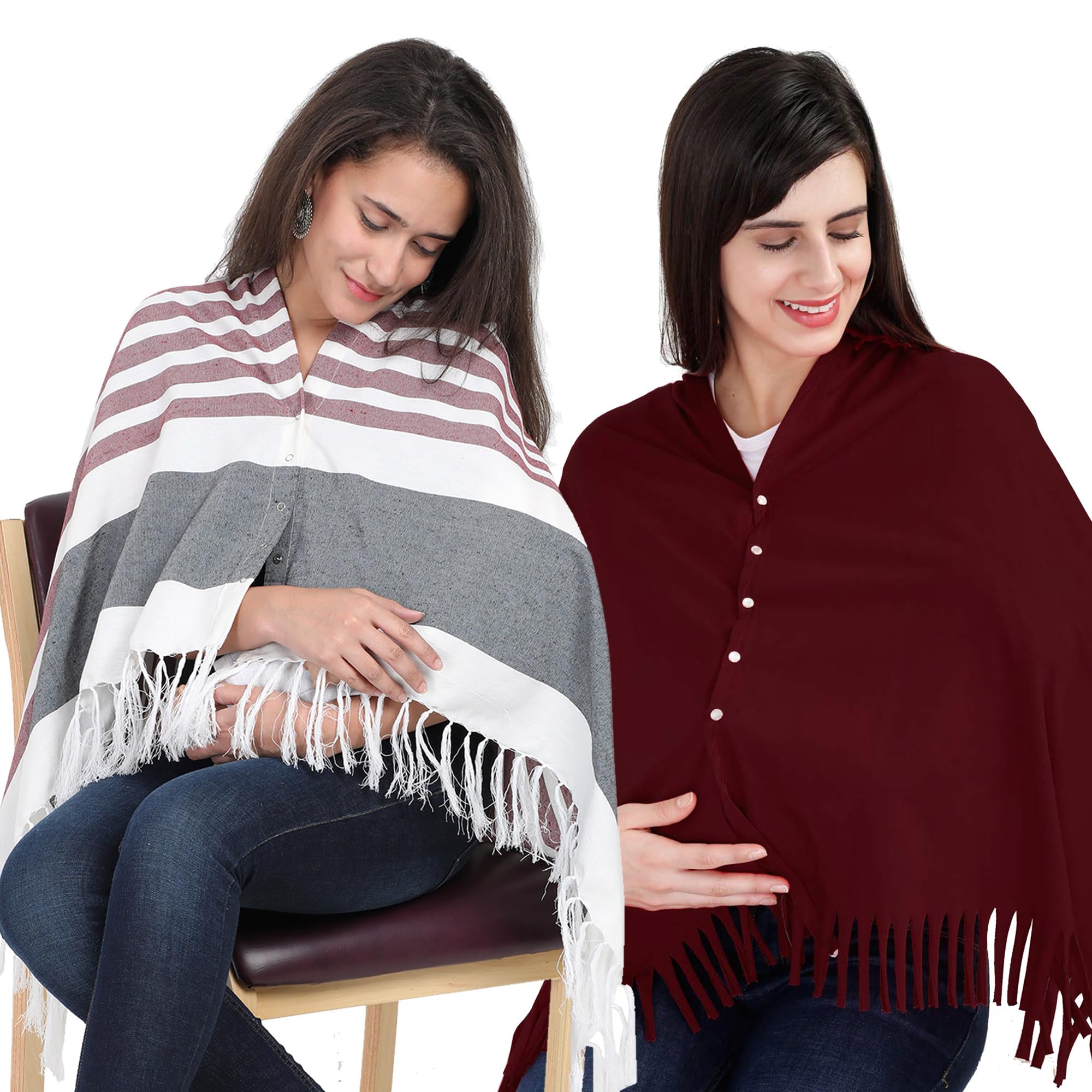 Lulamom Multi-Purpose Nursing Covers - Breathable Cotton for Feeding Moms | Feeding Nursing Cover | Baby Apron, Pregnancy Gift Item for Mothers | Pack of 2 Breastfeeding Shawls-image-27