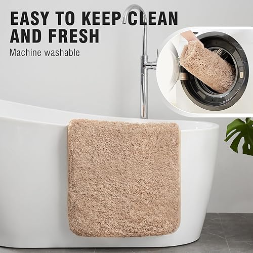 Miniatura 8 de TECHMILLY Alfombras de baño súper suaves, absorbentes, gruesas, antideslizantes, de secado rápido, lavables a máquina, para suelo de baño, bañera y