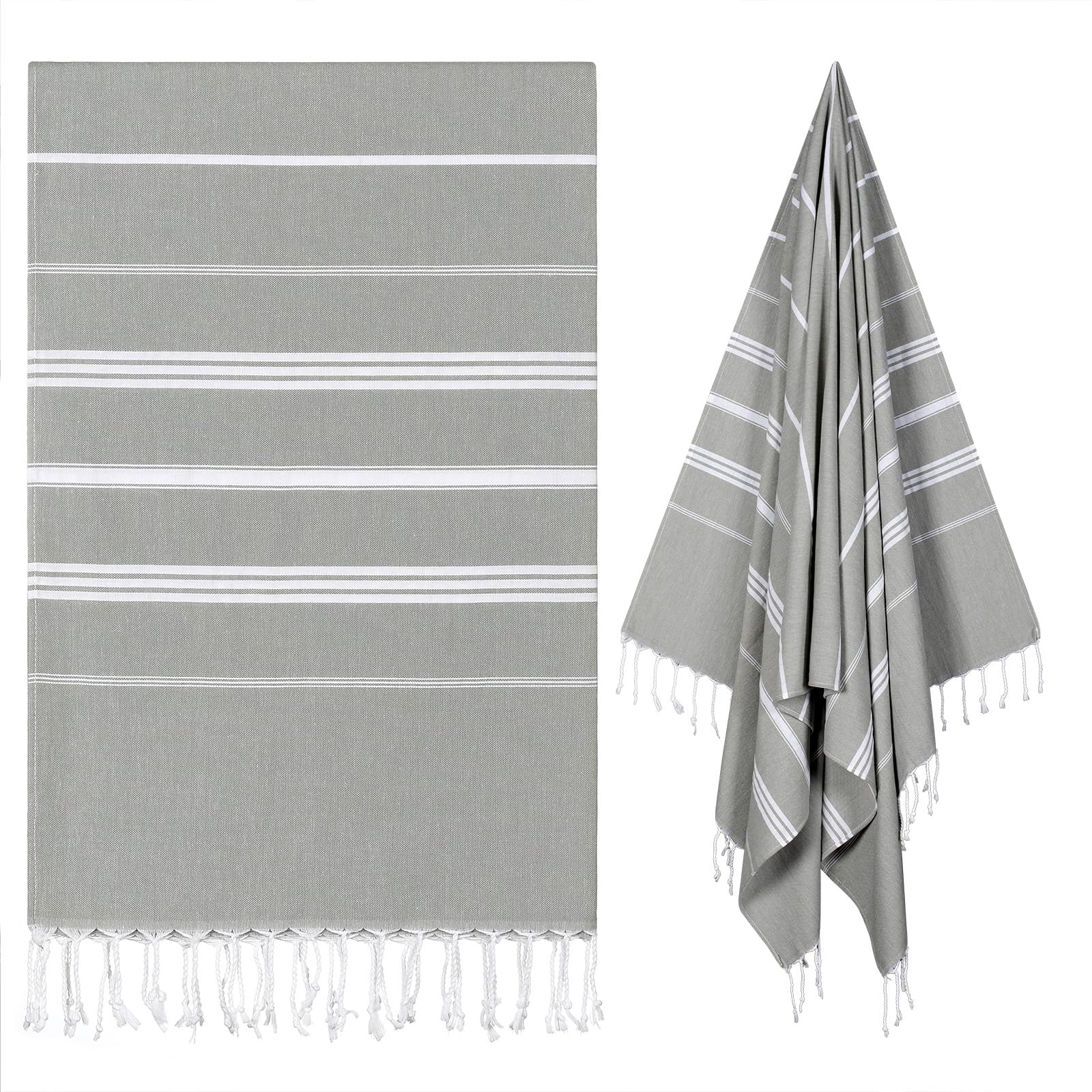Ouxiaobai Turkish Beach Towel Oversized - 40"x70" Quick Dry Sand Free Thin Beach Towels for Adults, Extra Large Lightweigh Travel Towel(Grey)