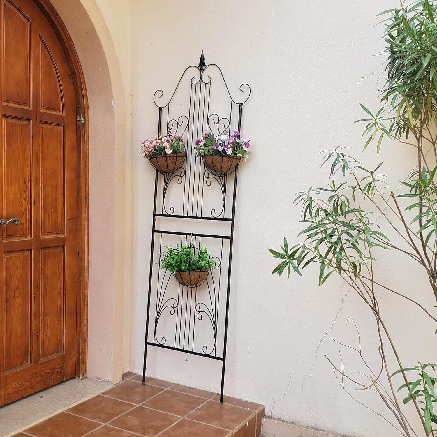 1 Pack Trellis for Climbing Plants 82.7" H x 26.7" W Tall Garden Trellis Wrought Iron Heavy Scroll Metal Decoration Lawn Patio for Rose Clematis Ivy Weather Resistant