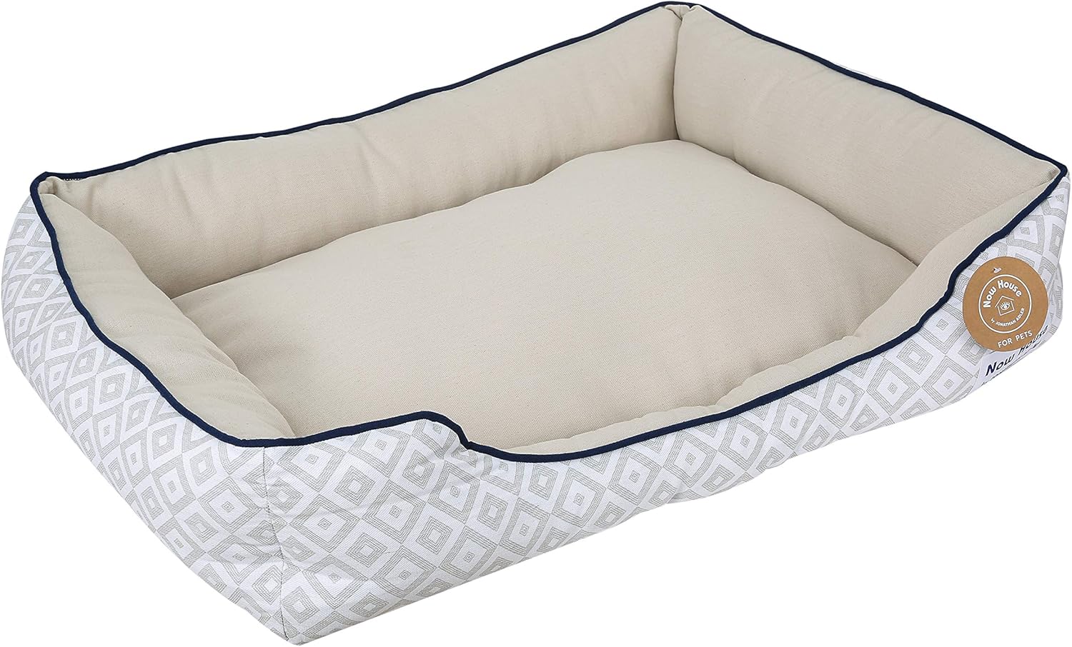 Now House for Pets by Jonathan Adler Grey Diamond Cuddler Dog Bed, Medium Medium Dog Bed Washable Dog Bed for Medium Sized Dogs by Now House by Jonathan Adler (FF16410) Grey Cuddler Bed - 24"x32"x7"
