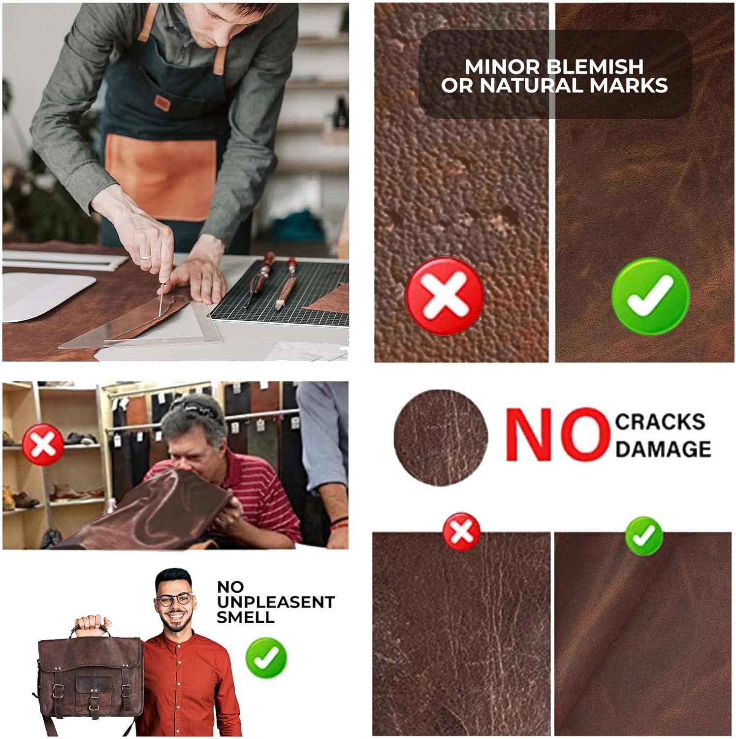 ELW 5-6 oz (2-2.4mm) Bourbon Brown Full Grain Leather Craft Sheets Set of 3 Pieces 6"x12" Plus 36” Leather Cord Braiding String, Oil Tanned Real Cowhide for Tooling, Carving, Repair, Knife Sheaths