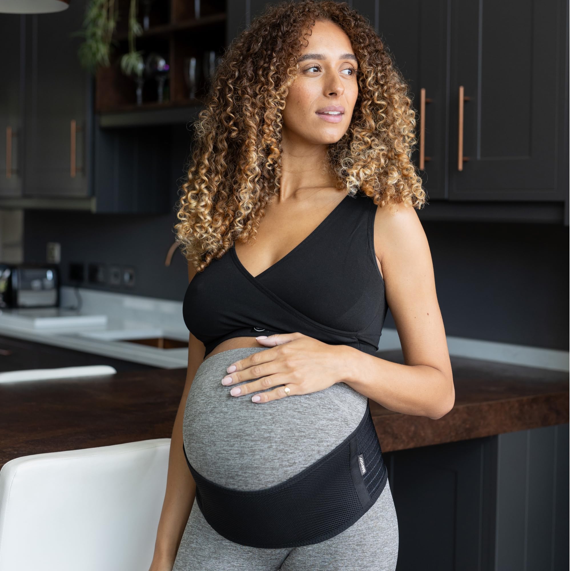 BABYGO® 2 in 1 Pregnancy Belly Band Support for Bump | Pelvic Maternity Belt for Pregnant Women | Helps with Back, Hip Pain | 50 Page Book with Exercises Included | Black One Size — view 9