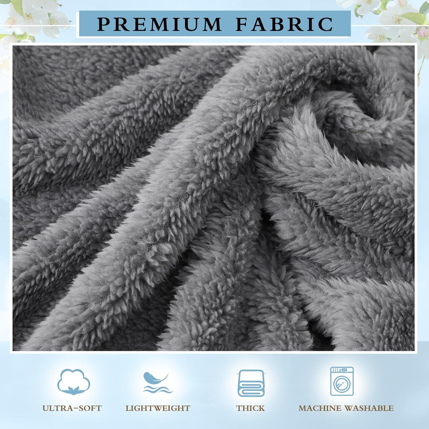 Tinideya 6 Pack Sherpa Fleece Throw Blankets Bulk 50"x 60" Soft Plush Wedding Throw Blankets for Couch Sofa Spa Sleepover Party Favor Supplies Travel Guest Room Home Decor (Gray) - Image 3