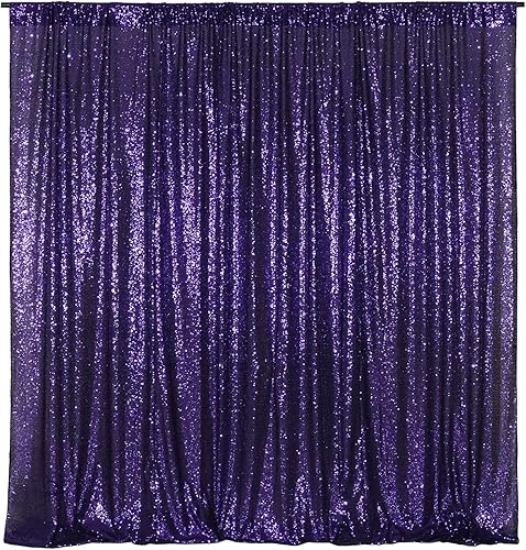 Poise3EHome Cortina de telón de fondo de lentejuelas plateadas de 3 x 8 pies, cortinas de fondo de lentejuelas de satén grueso con purpurina, telón