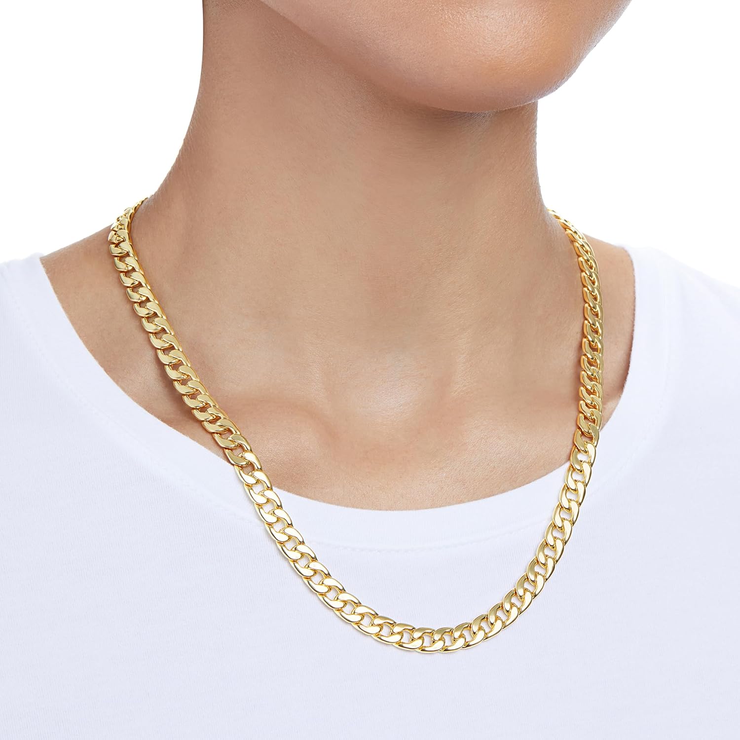 Amazon Essentials 7mm Plated Flat Curb Chain for Men or Women