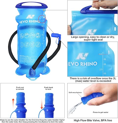 Miniatura 8 de Mochila de agua de senderismo de 20L + 18L con bolsa de agua de 2 a 3 L - Válvula de mordida de alto flujo - Mochila de hidratación con