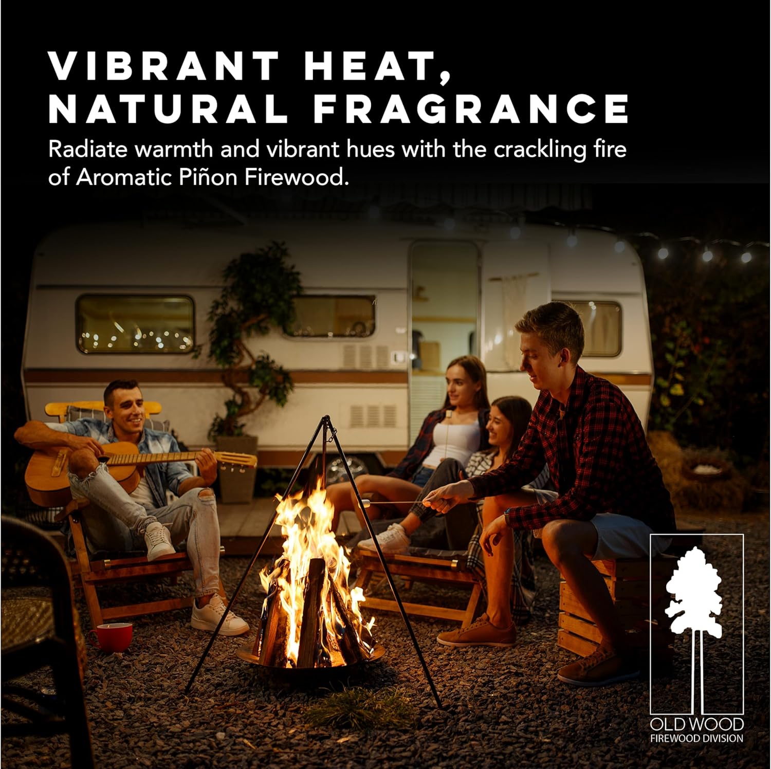 Old Wood Piñon Firewood, Approximately 70lbs Box - Aromatic Blend for Indoor and Outdoor Use, 3 Cubic Foot, Southwest Scent - Fireplace, Fire Pit, Ambiance - Box Packaging