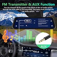 Podofo 9.66" Tükör Menetrögzítő Kamera - Vezeték Nélküli Apple CarPlay, Android Auto, Dupla 1080P HD Kamera, IPS Érintőképernyő, Bluetooth,  6