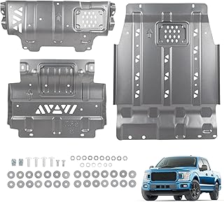 Full Skid Plate with Transmission Skid Plate Replacement For Ford F150 4WD 2.7L 3.5L EcoBoost 2015-2022, Steel Splash Protection Shield Kit