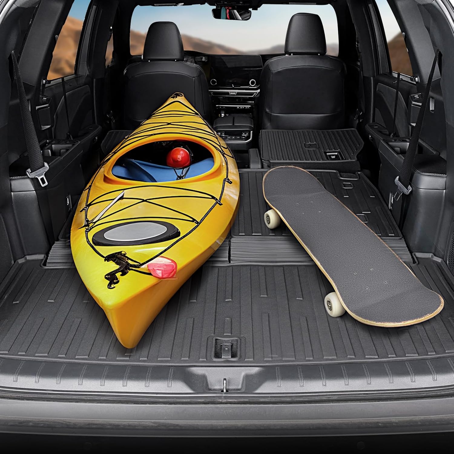 Floor Mats Cargo Mat with Backrest Mats for 2024 2025 2026 Lexus TX 350/500h/500h+, All Weather TPE Cargo Liner Door Sill Protectors Accessories for TX(Floor Mats+2-in-1 Cargo Mat)