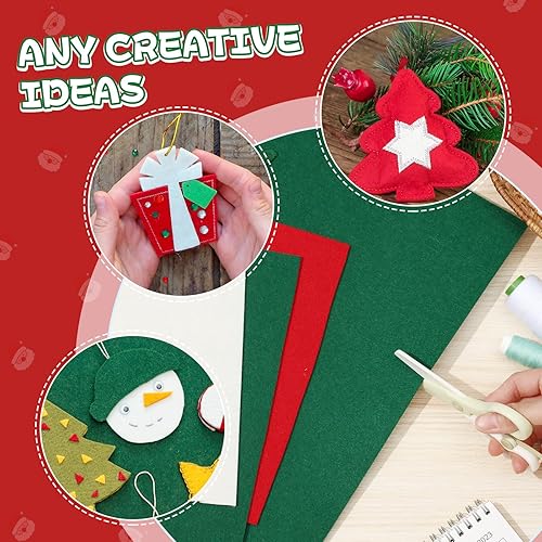 Miniatura 4 de Mixweer 3 Rolls Christmas Felt Fabric 72 x 36 Inches Felt Fabric,1.6 mm Christmas Thick Felt Soft Fabric Craft Felt Rolls for Christmas Decoration,