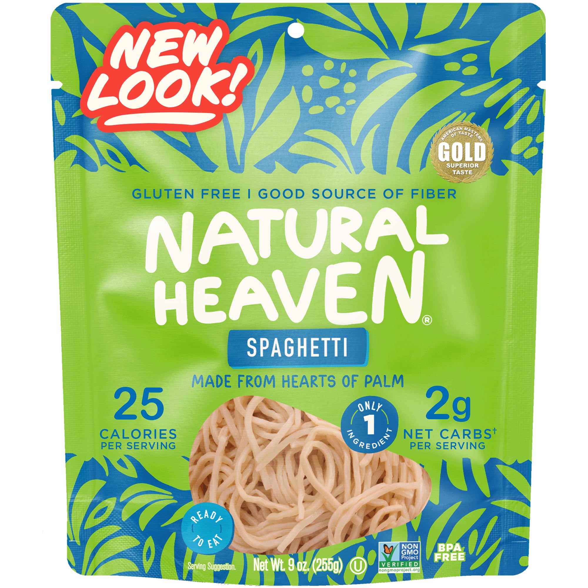Natural Heaven Spaghetti Noodles, Hearts of Palm – Naturally Rich inPotassium, Low-Calorie Veggie Pasta, Keto & Gluten-Free Food, Vegan,9 Oz Ea