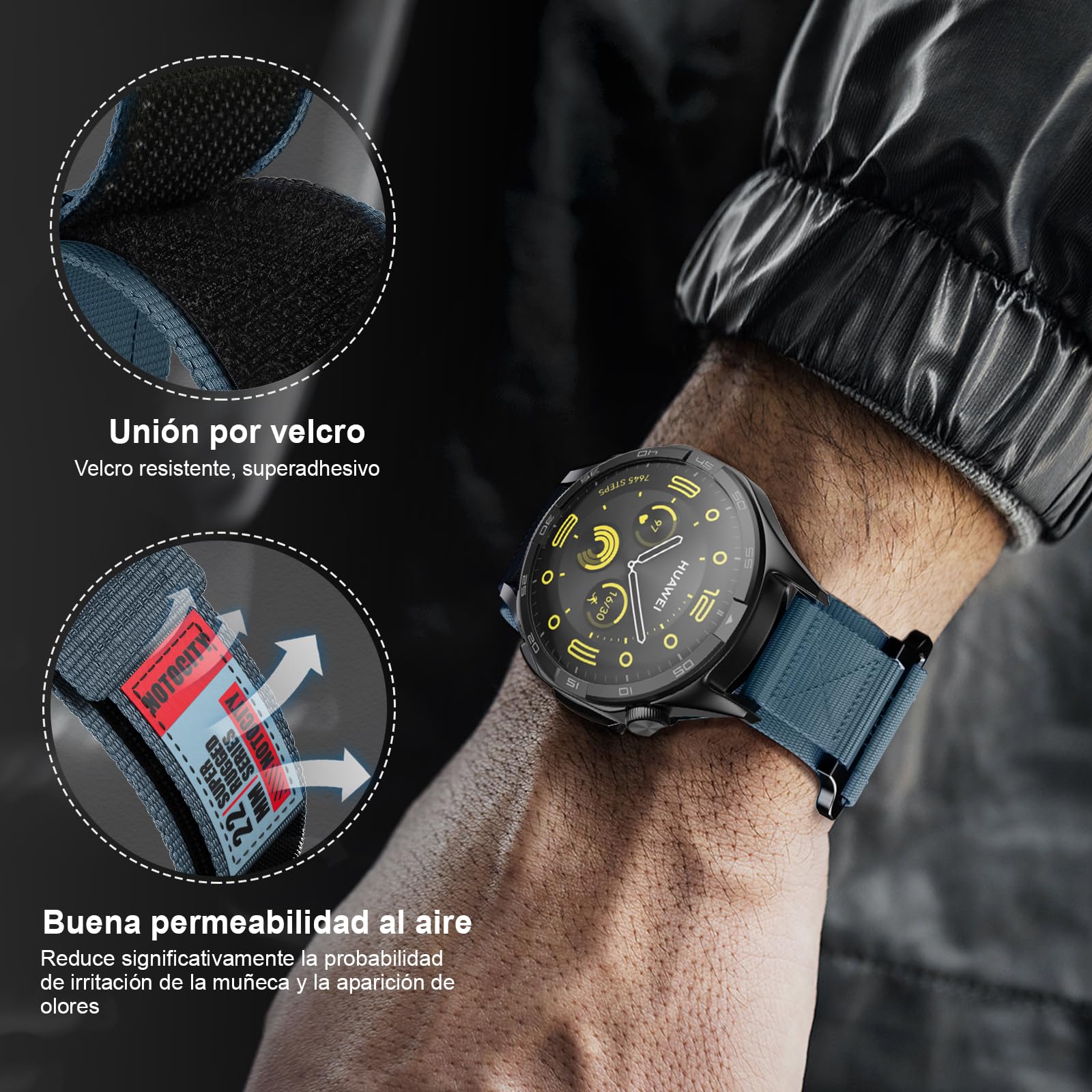 NotoCity Correa para Huawei Watch GT2/3/4/5/Pro 46mm/GT Runner, 22mm Nylon Banda para Samsung Galaxy Watch 3 45mm/Galaxy Watch 46mm/Gear S3 Classic — view 6