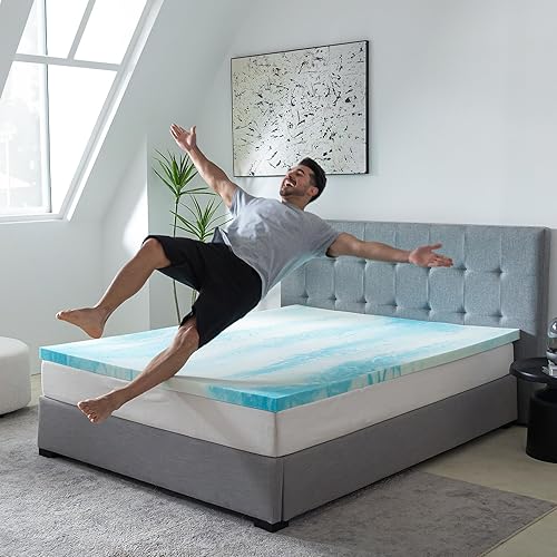Twin Mattress Topper 3 Inch Memory Foam Mattress Topper with Cooling Gel Infusion, Mattress Pad in a Box, CertiPUR-US Certified, 38”x75”, Blue