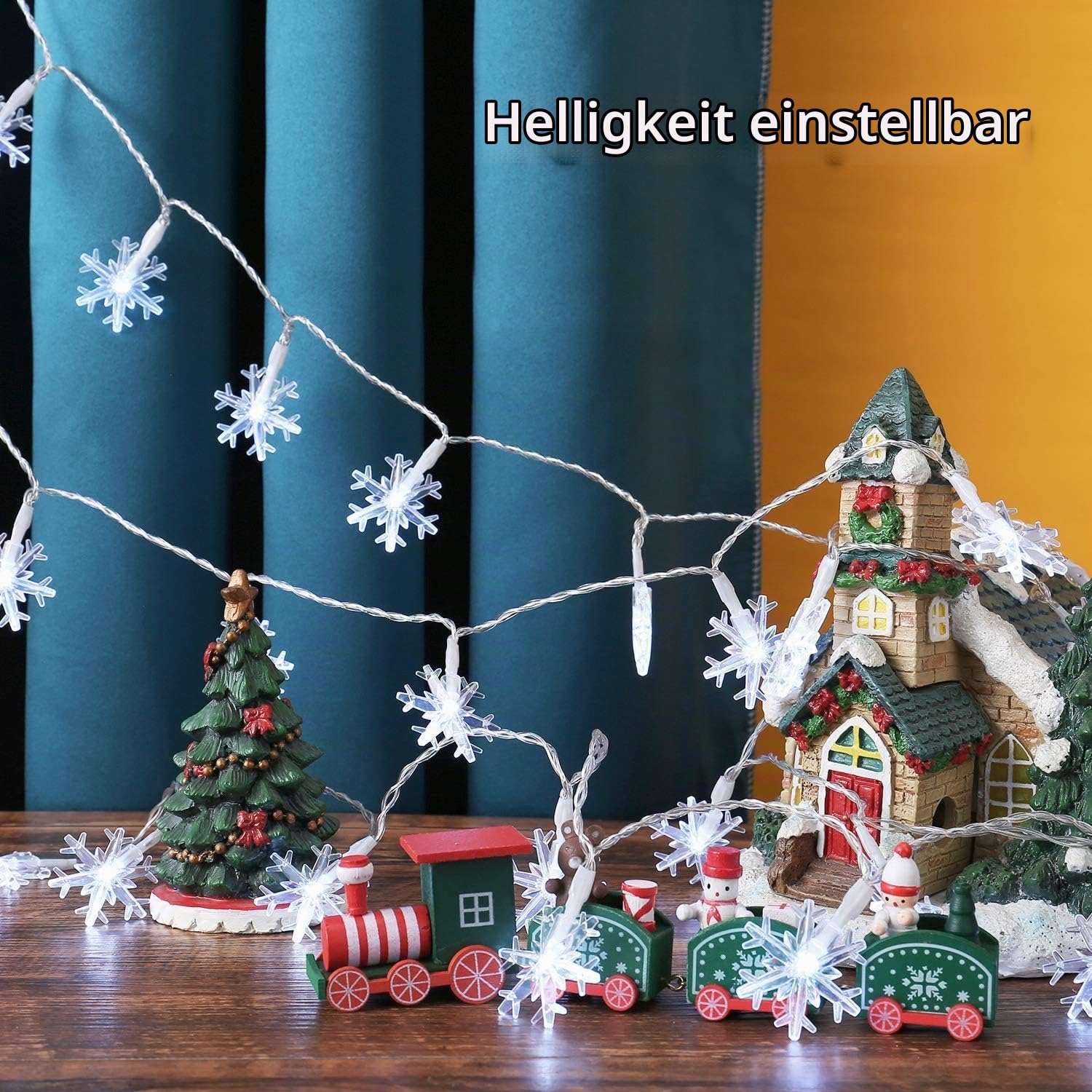 PhilzOps Weihnachten Lichterketten Innen, 2 Stück 40 LED Schneeflocke Lichterkette Auseen Batterie Betriebene Weihnachtsbaum Lichter für Schlafzimmer Indoor Party Zimmer Feier Garten Deko, Kalteweiß Beleuchtung