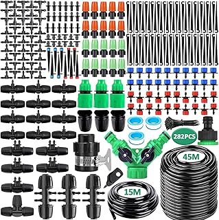 281 Stück Bewässerungssystem, 45M + 15M Bewässerungssets Micro Automatische Bewässerung KIt Gewächshaus, Tröpfchenbewässerung Bewässerungssystem Garten Gewächshaus Pflanzen