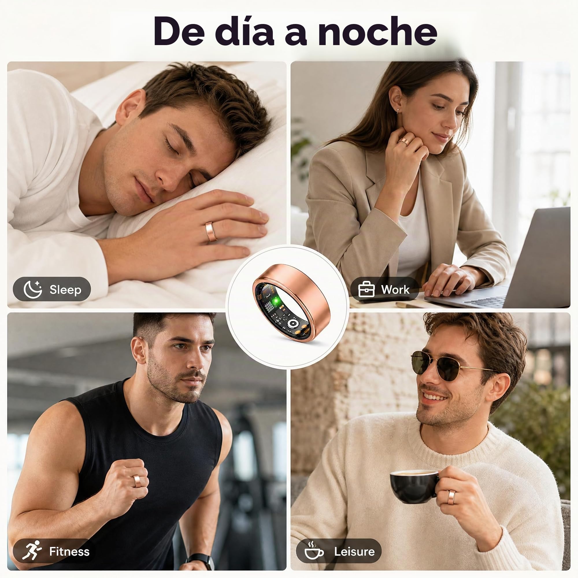 BLESYS Anillo Inteligente para Mujers y Hombres con Monitor sueño Oro Rosa