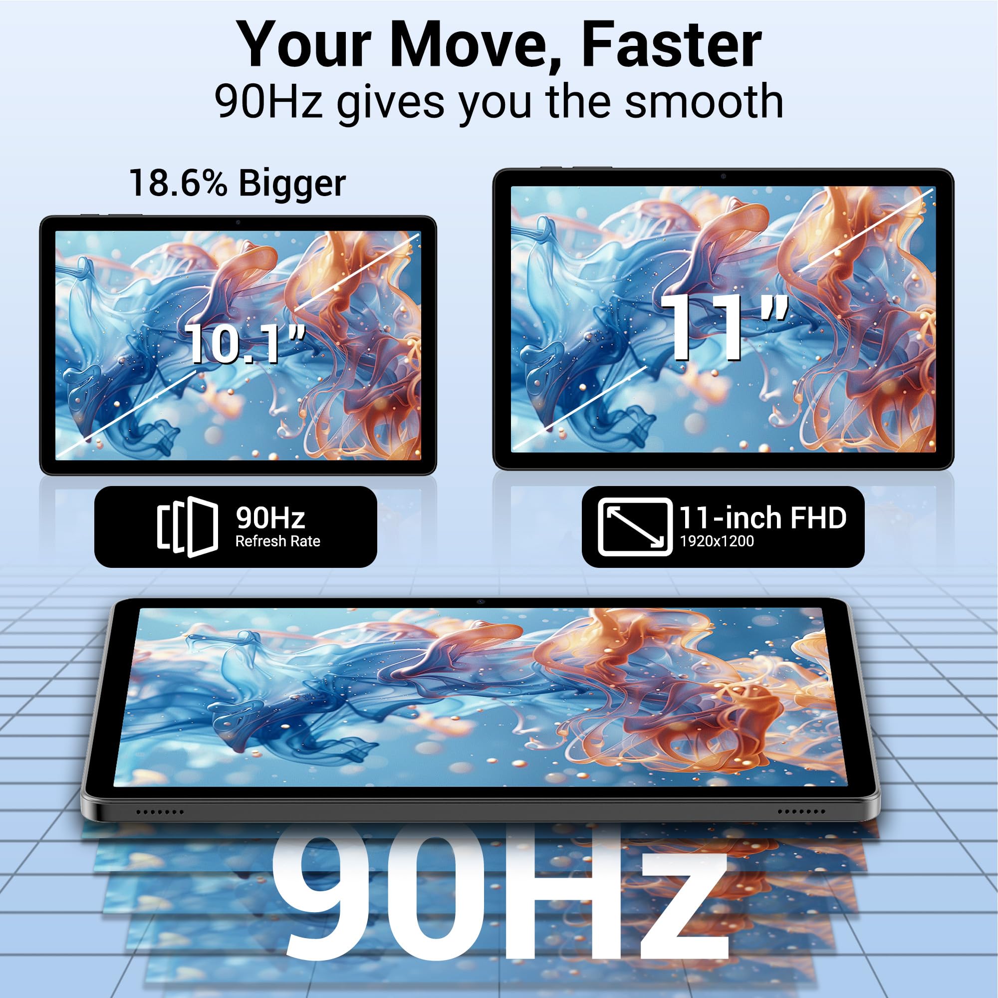 GAMORZE Android 16 Tablet 11 INCH 36GB+512GB ROM /2TB TF,Octa-Core