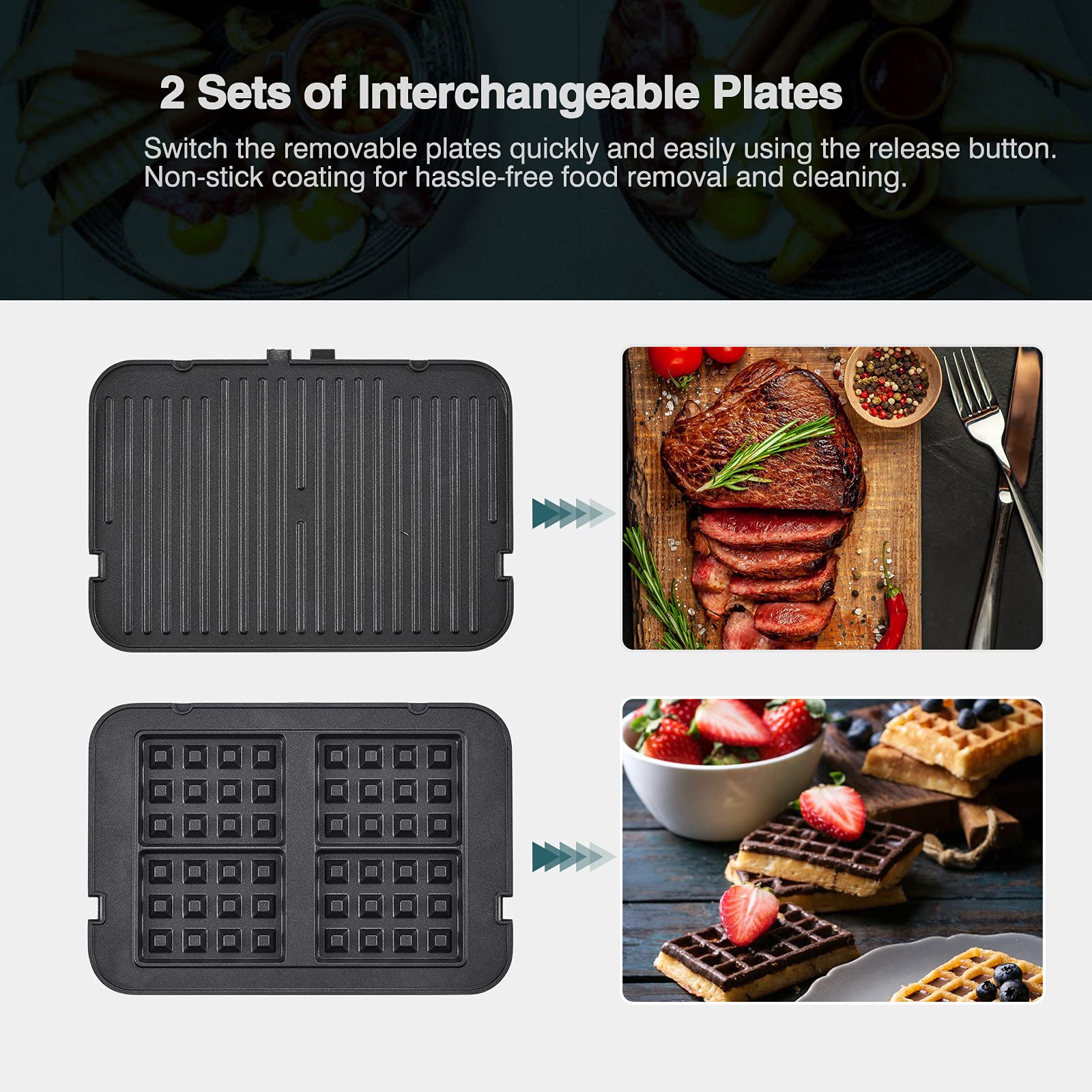 Buy AMZCHEF 2000W 3 in 1 Health Grill Griddle Panini Press/Sandwich