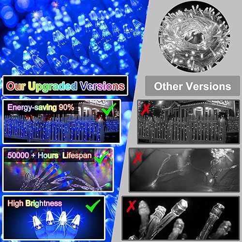 Miniatura 7 de Luces LED de Navidad de 164 pies para exteriores con 352 gotas, decoraciones de Navidad, luces colgantes 1232 LED, 8 modos, guirnalda de luces para