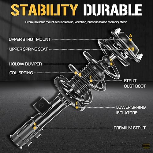 Miniatura 2 de Amortiguador de amortiguador completo delantero para Hyundai Elantra Sedan 2014-2016, Sedan GLSLimited 2011-2013, reemplazo 172708 172709