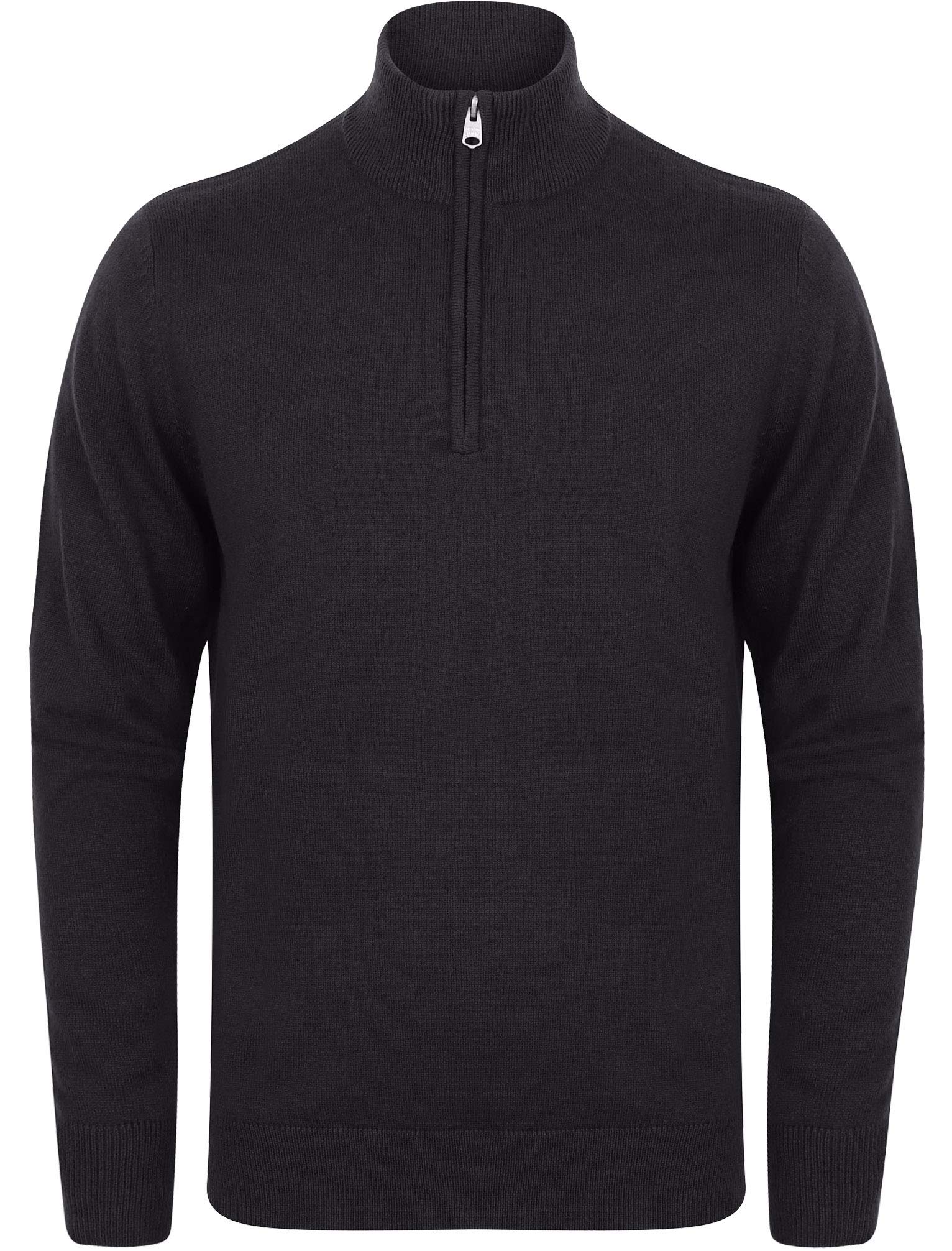 Kensington Eastside Men's Funnel Neck Quarter Zip Knitted Jumper Charcoal