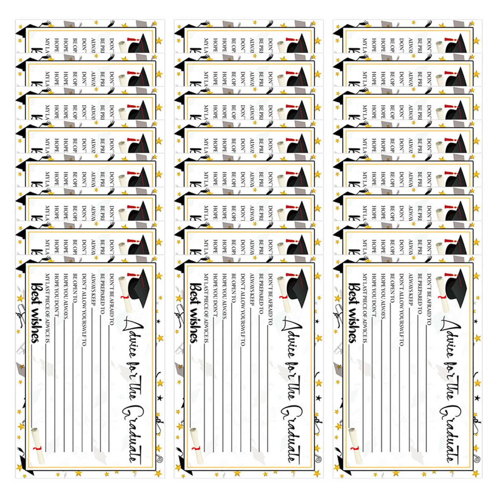 Buxuaaaa Of 24 Graduation Wishes Advice Cards 6x4Inch Wishes Card for Graduates School Party Supplies Graduation Decoration