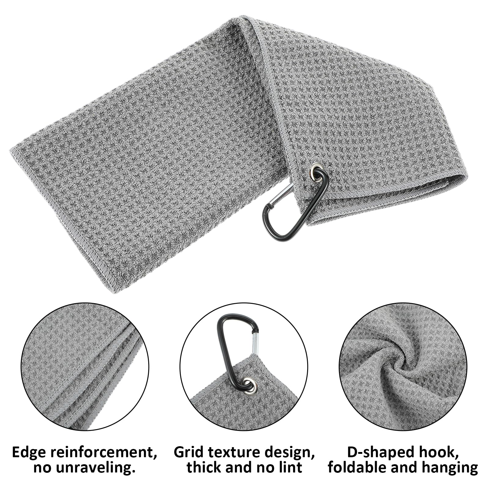 Giantree Asciugamano da golf in microfibra 30x30 cm con clip a moschettone 2 pezzi