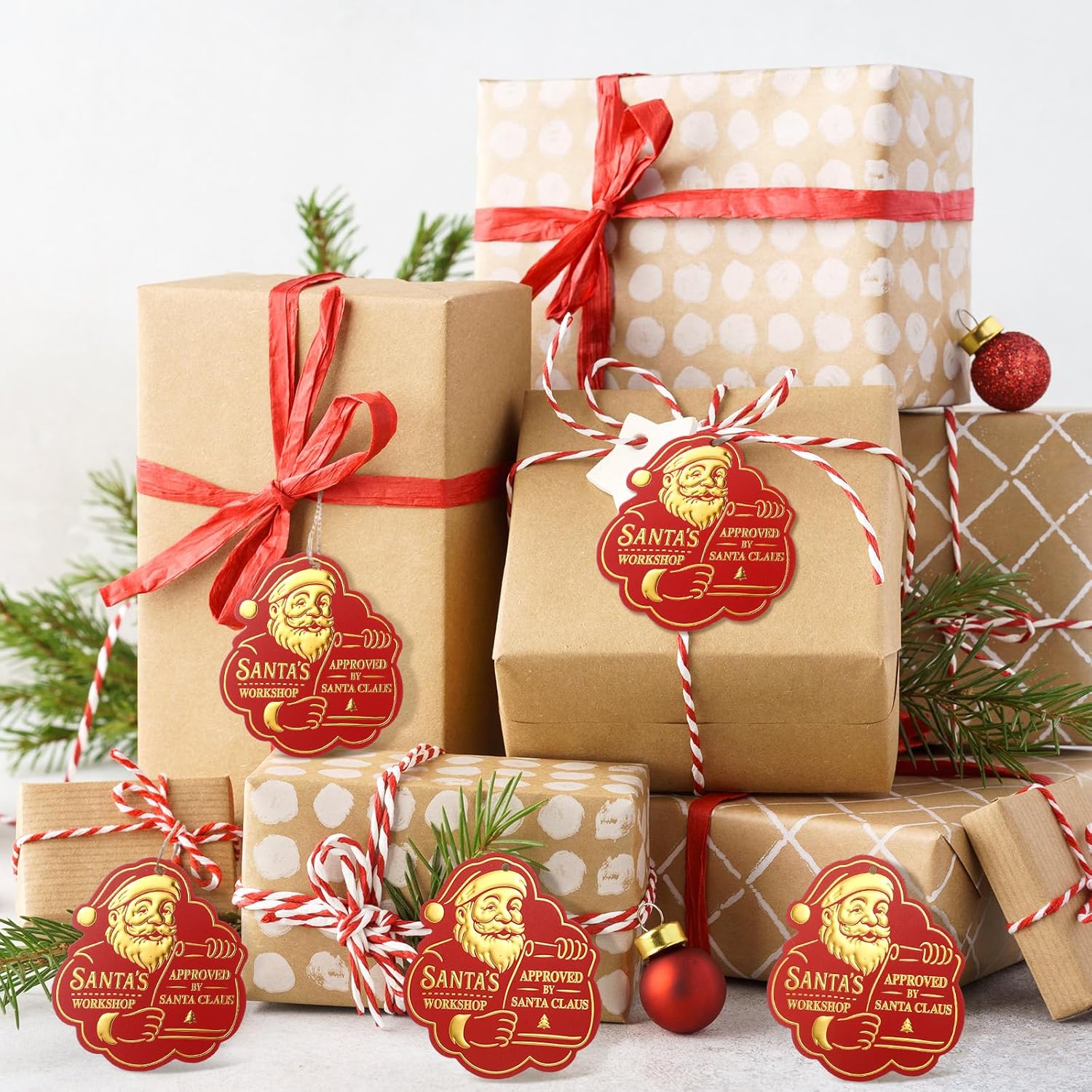 36 Pcs Christmas Gift Tag with String 3D Santa Gift Tag Gold Foil Present from Santa Claus Premium Gold Tags for Kids Christmas Party Decor(Vintage) - Image 6