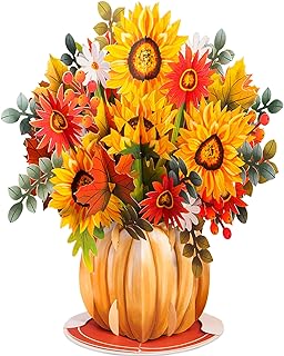 Paper Love HugePop Autumn Harvest Bouquet 3D Pop Up Card, With Detachable Paper Bouquet, For Fall, Thanksgiving, All Occasions or Just Because - Jumbo 10" x 14" Cover Includes Envelope and Note Card